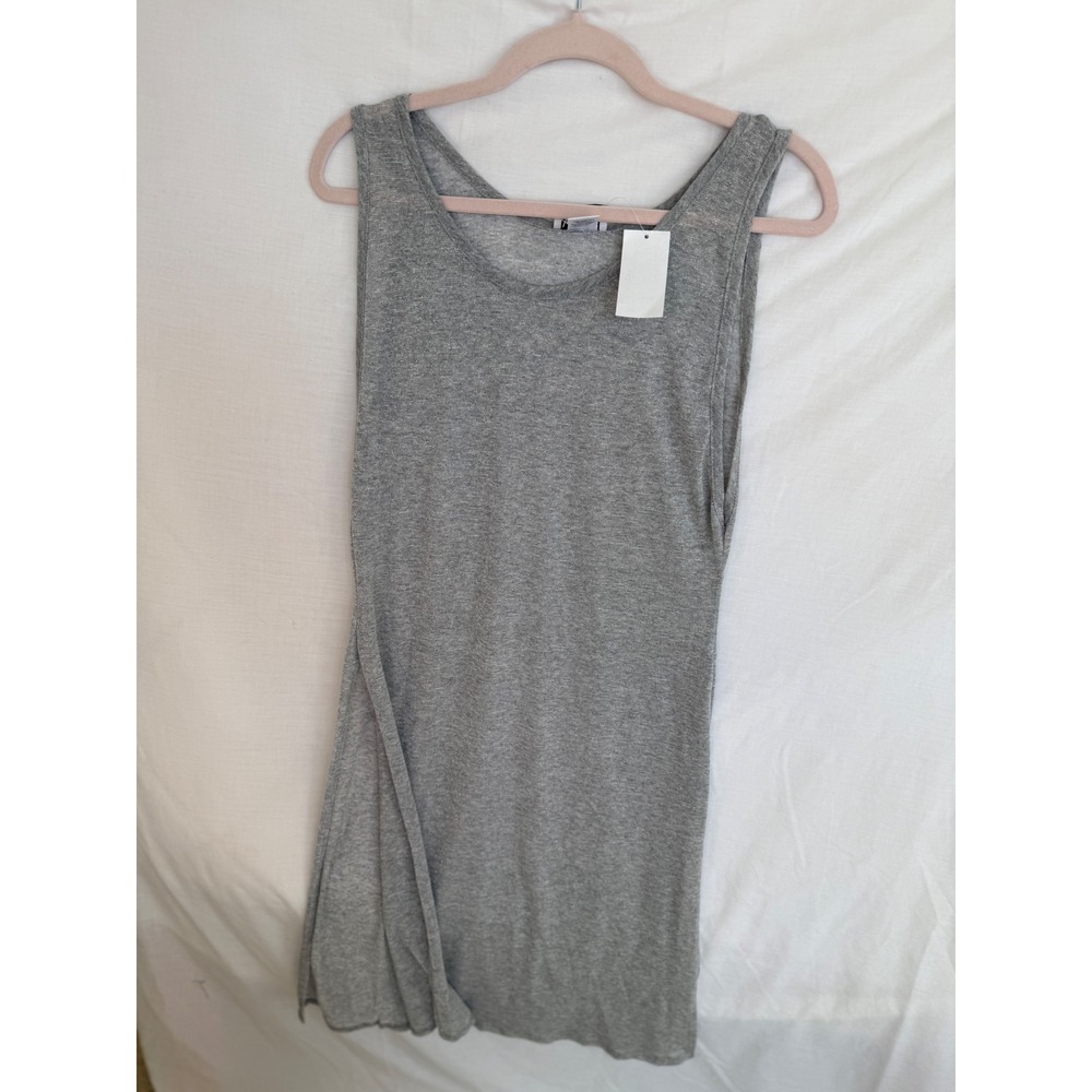 Jordan Taylor Silver Lurex Metallic Sleeveless Tank Top Side Slit MCJ24438 S